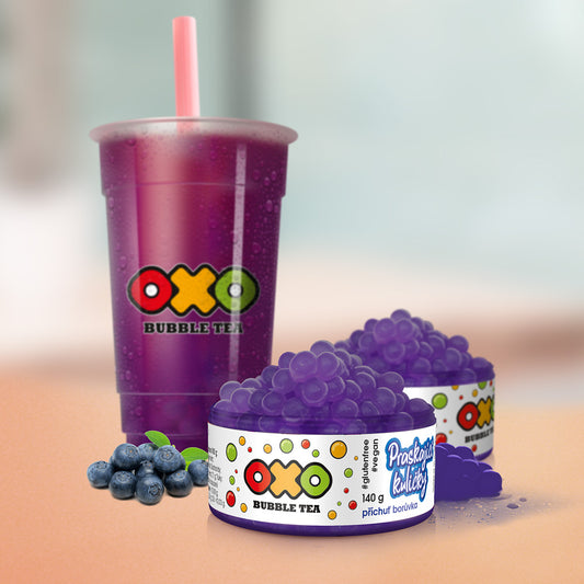 OXO Bubble Tea Praskající Kuličky - Borůvka - www.oxoshop.cz
